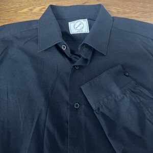 Men's Bespoke Slim Fit Button Up Dress Shirt, Black Sz L 16-16.5 Long Sleeves